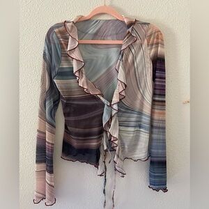 Mesh long sleeve top